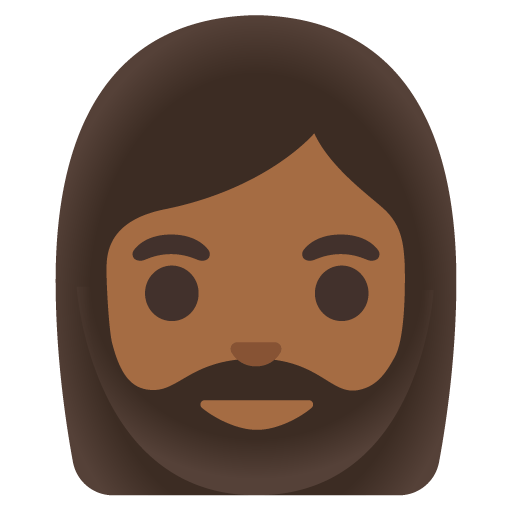Google design of the woman: medium-dark skin tone beard emoji verson:Noto Color Emoji 15.0