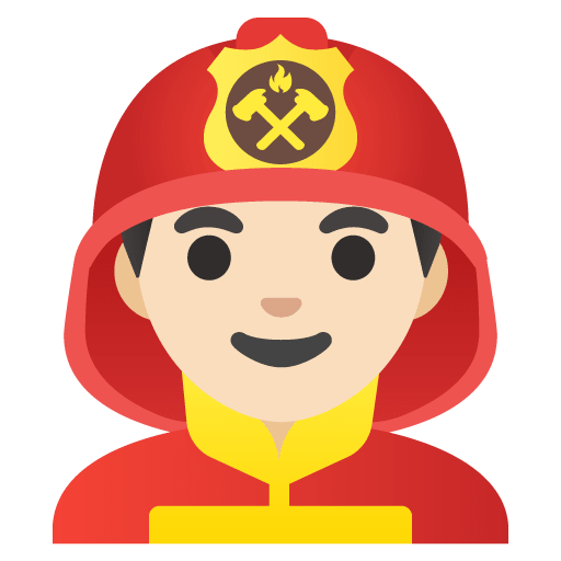 Google design of the man firefighter: light skin tone emoji verson:Noto Color Emoji 15.0