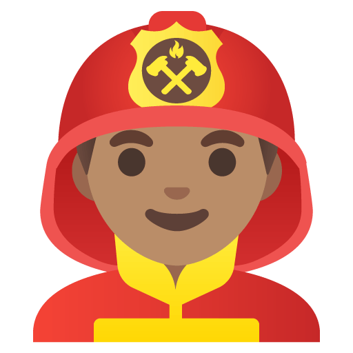 Google design of the man firefighter: medium skin tone emoji verson:Noto Color Emoji 15.0