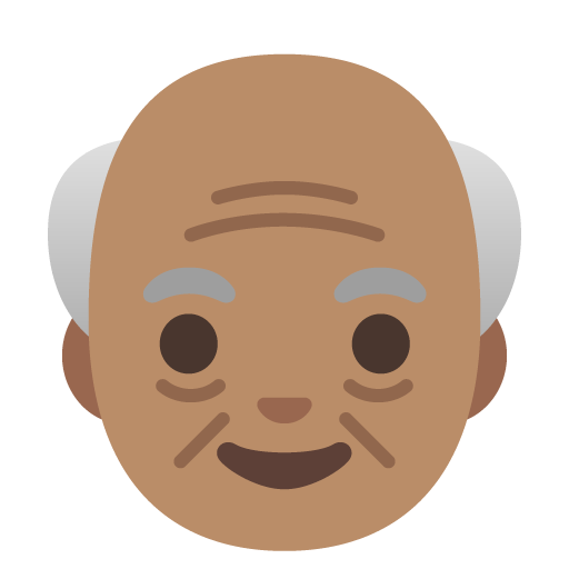 Google design of the old man: medium skin tone emoji verson:Noto Color Emoji 15.0