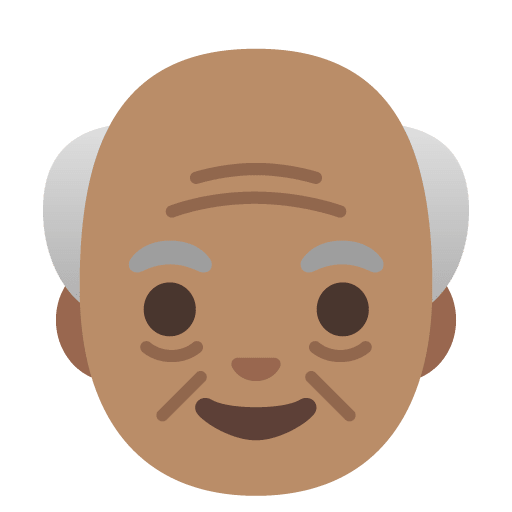 Google design of the old man: medium skin tone emoji verson:Noto Color Emoji 15.0