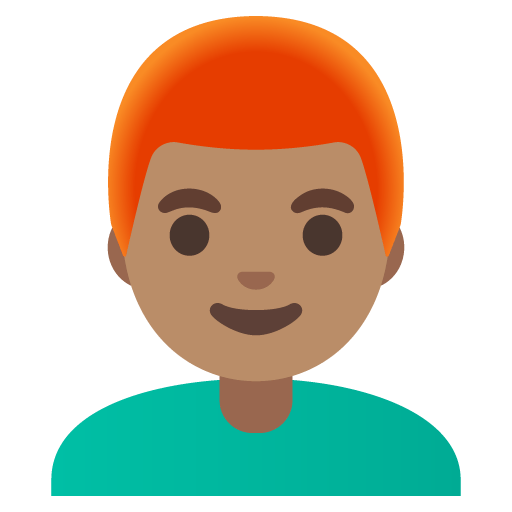 Google design of the man: medium skin tone red hair emoji verson:Noto Color Emoji 15.0