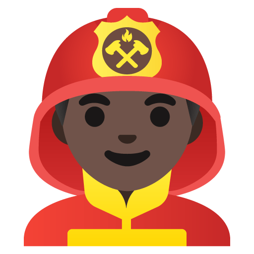 Google design of the man firefighter: dark skin tone emoji verson:Noto Color Emoji 15.0