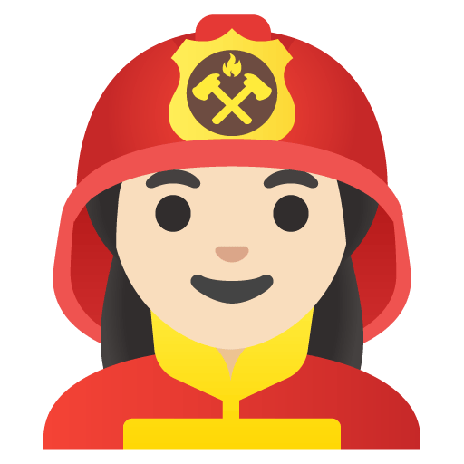 Google design of the woman firefighter: light skin tone emoji verson:Noto Color Emoji 15.0
