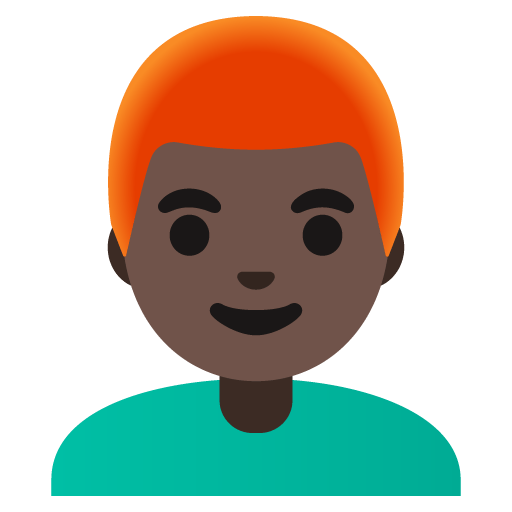 Google design of the man: dark skin tone red hair emoji verson:Noto Color Emoji 15.0