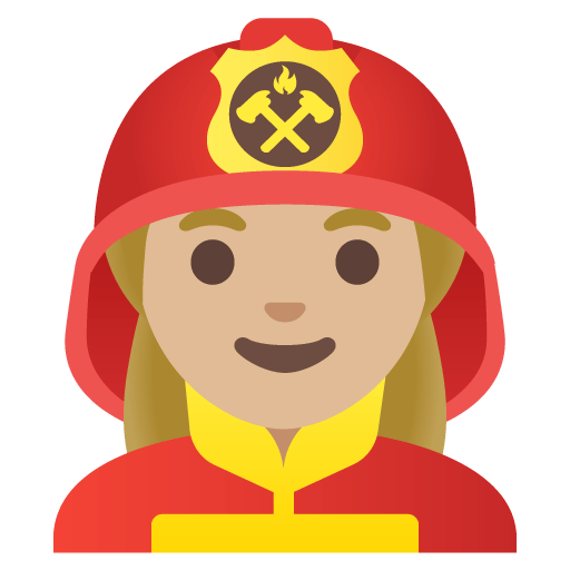 Google design of the woman firefighter: medium-light skin tone emoji verson:Noto Color Emoji 15.0