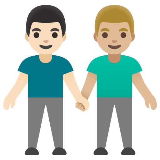 Google design of the men holding hands: light skin tone medium-light skin tone emoji verson:Noto Color Emoji 15.0