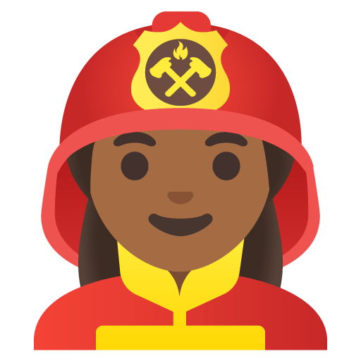Google design of the woman firefighter: medium-dark skin tone emoji verson:Noto Color Emoji 15.0