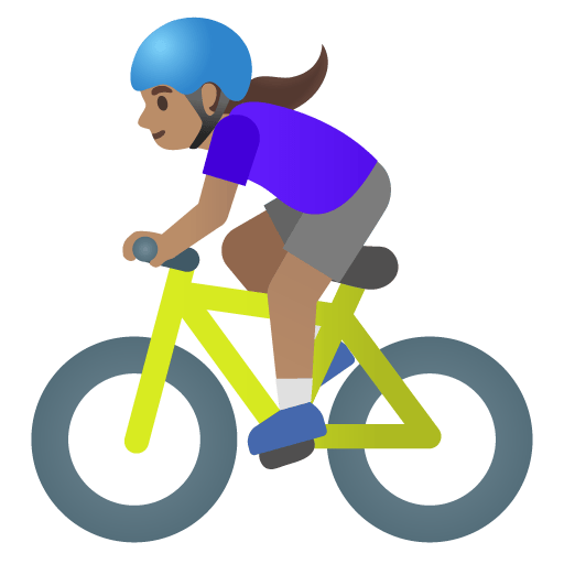 Google design of the woman biking: medium skin tone emoji verson:Noto Color Emoji 15.0