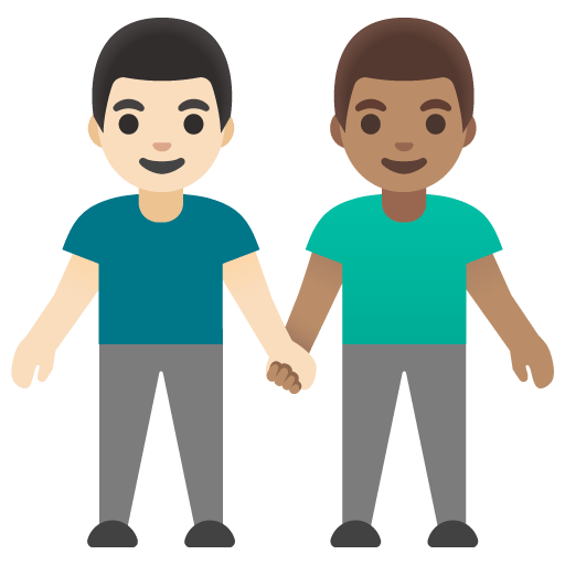 Google design of the men holding hands: light skin tone medium skin tone emoji verson:Noto Color Emoji 15.0