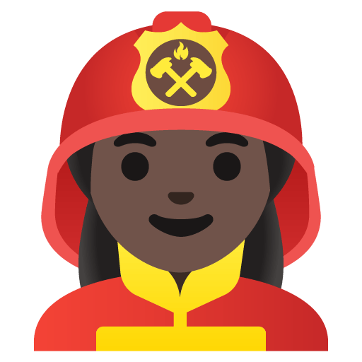 Google design of the woman firefighter: dark skin tone emoji verson:Noto Color Emoji 15.0