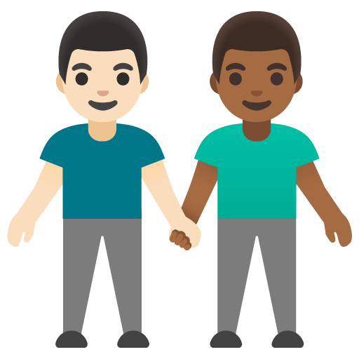 Google design of the men holding hands: light skin tone medium-dark skin tone emoji verson:Noto Color Emoji 15.0
