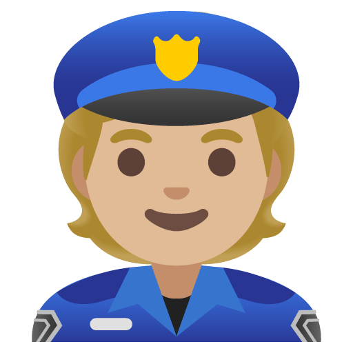 Google design of the police officer: medium-light skin tone emoji verson:Noto Color Emoji 15.0