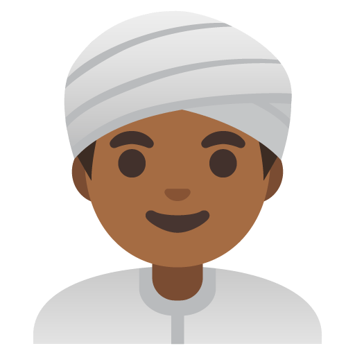 Google design of the man wearing turban: medium-dark skin tone emoji verson:Noto Color Emoji 15.0