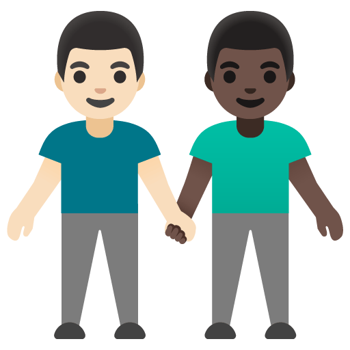 Google design of the men holding hands: light skin tone dark skin tone emoji verson:Noto Color Emoji 15.0