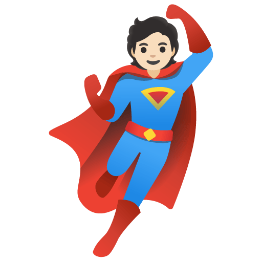 Google design of the superhero: light skin tone emoji verson:Noto Color Emoji 15.0