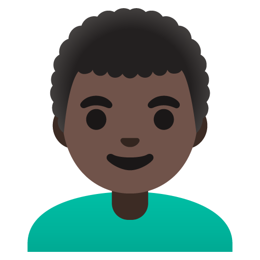Google design of the man: dark skin tone curly hair emoji verson:Noto Color Emoji 15.0