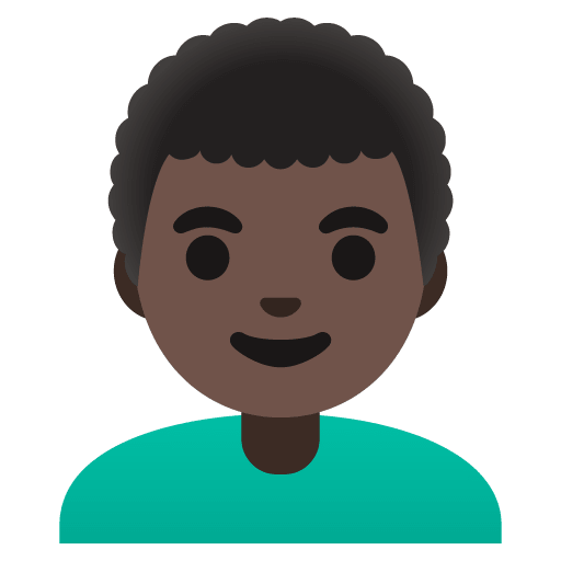 Google design of the man: dark skin tone curly hair emoji verson:Noto Color Emoji 15.0