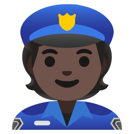 Google design of the police officer: dark skin tone emoji verson:Noto Color Emoji 15.0