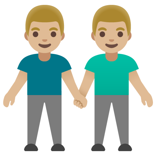 Google design of the men holding hands: medium-light skin tone emoji verson:Noto Color Emoji 15.0