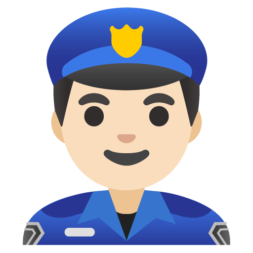 Google design of the man police officer: light skin tone emoji verson:Noto Color Emoji 15.0