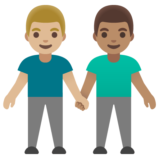 Google design of the men holding hands: medium-light skin tone medium skin tone emoji verson:Noto Color Emoji 15.0