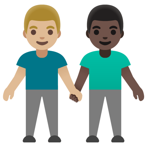 Google design of the men holding hands: medium-light skin tone dark skin tone emoji verson:Noto Color Emoji 15.0