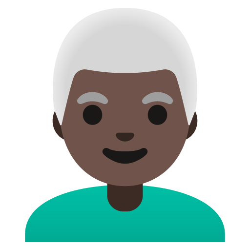 Google design of the man: dark skin tone white hair emoji verson:Noto Color Emoji 15.0