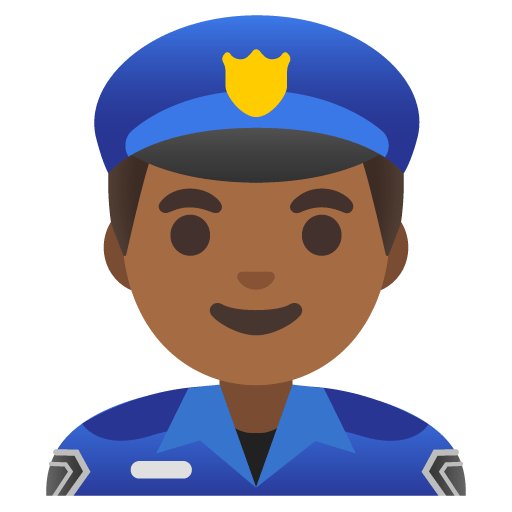 Google design of the man police officer: medium-dark skin tone emoji verson:Noto Color Emoji 15.0