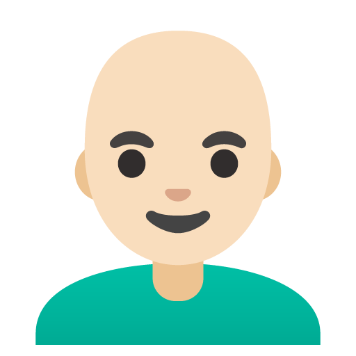 Google design of the man: light skin tone bald emoji verson:Noto Color Emoji 15.0