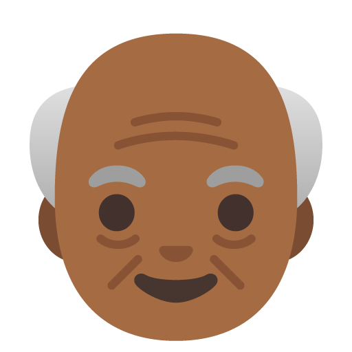Google design of the old man: medium-dark skin tone emoji verson:Noto Color Emoji 15.0