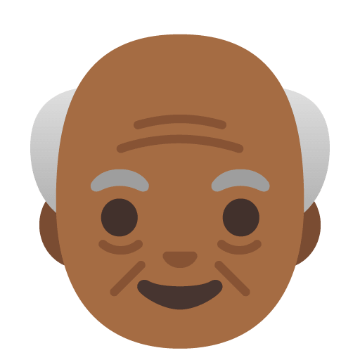 Google design of the old man: medium-dark skin tone emoji verson:Noto Color Emoji 15.0