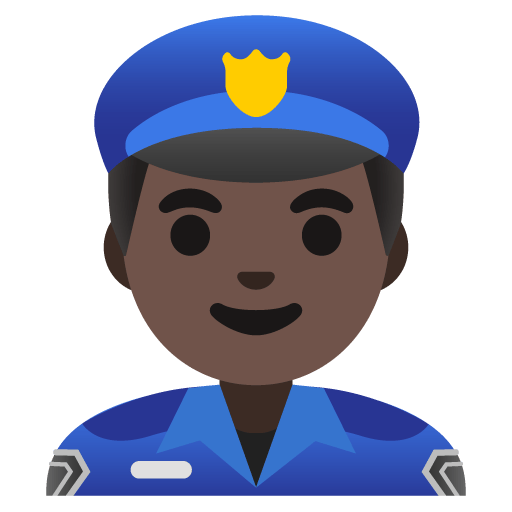 Google design of the man police officer: dark skin tone emoji verson:Noto Color Emoji 15.0