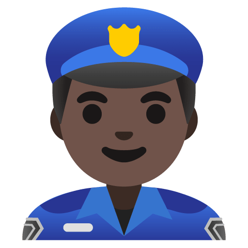 Google design of the man police officer: dark skin tone emoji verson:Noto Color Emoji 15.0