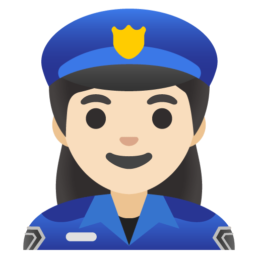 Google design of the woman police officer: light skin tone emoji verson:Noto Color Emoji 15.0