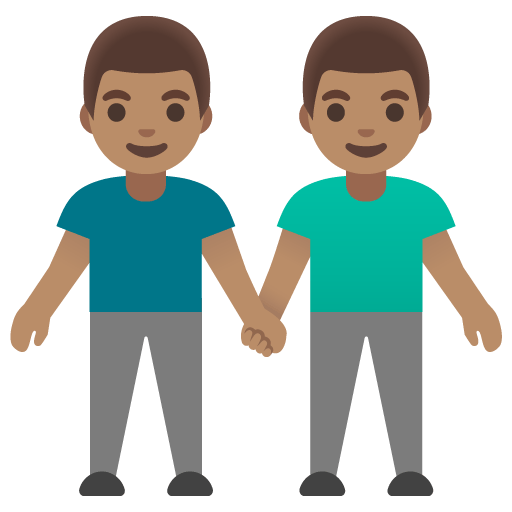 Google design of the men holding hands: medium skin tone emoji verson:Noto Color Emoji 15.0