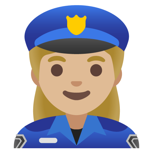 Google design of the woman police officer: medium-light skin tone emoji verson:Noto Color Emoji 15.0