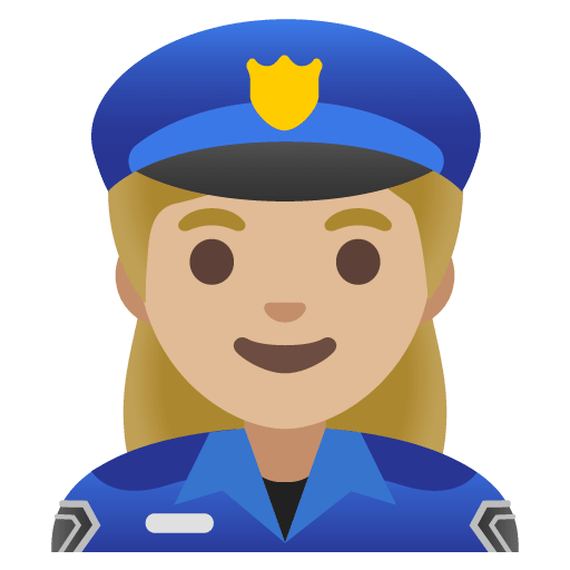 Google design of the woman police officer: medium-light skin tone emoji verson:Noto Color Emoji 15.0