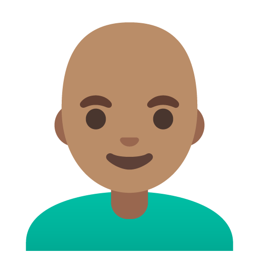 Google design of the man: medium skin tone bald emoji verson:Noto Color Emoji 15.0
