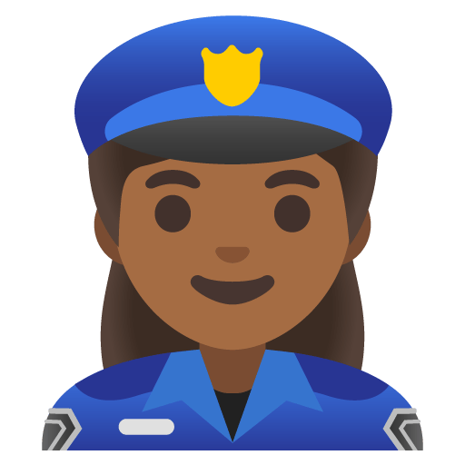 Google design of the woman police officer: medium-dark skin tone emoji verson:Noto Color Emoji 15.0