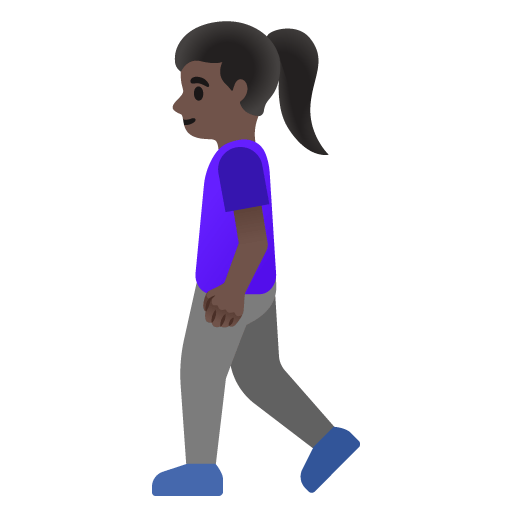 Google design of the woman walking: dark skin tone emoji verson:Noto Color Emoji 15.0
