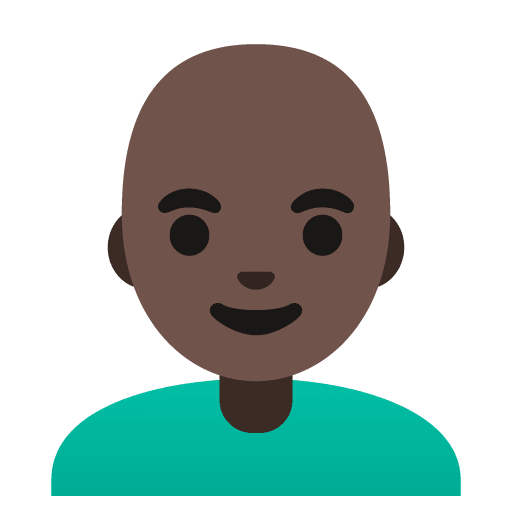 Google design of the man: dark skin tone bald emoji verson:Noto Color Emoji 15.0