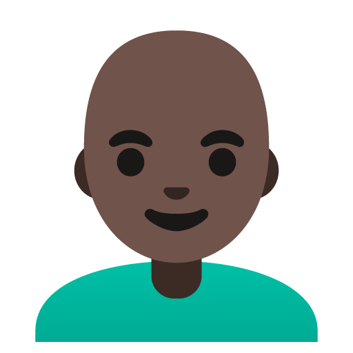 Google design of the man: dark skin tone bald emoji verson:Noto Color Emoji 15.0