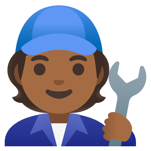 Google design of the mechanic: medium-dark skin tone emoji verson:Noto Color Emoji 15.0
