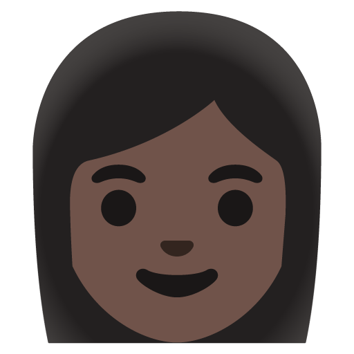 Google design of the woman: dark skin tone emoji verson:Noto Color Emoji 15.0