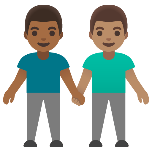 Google design of the men holding hands: medium-dark skin tone medium skin tone emoji verson:Noto Color Emoji 15.0
