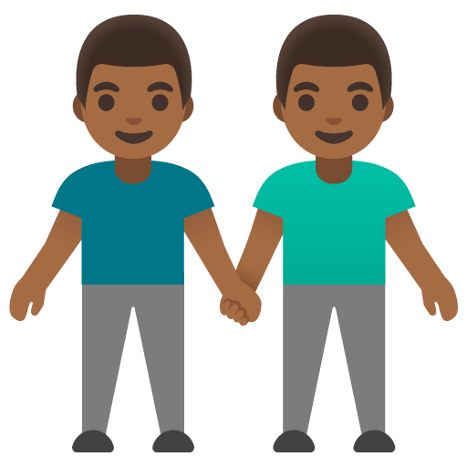Google design of the men holding hands: medium-dark skin tone emoji verson:Noto Color Emoji 15.0