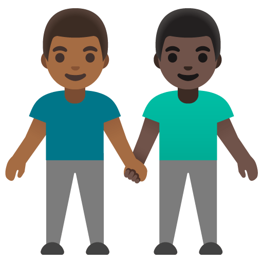 Google design of the men holding hands: medium-dark skin tone dark skin tone emoji verson:Noto Color Emoji 15.0