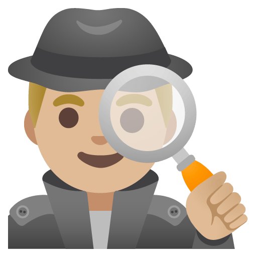 Google design of the man detective: medium-light skin tone emoji verson:Noto Color Emoji 15.0