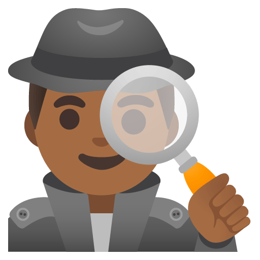 Google design of the man detective: medium-dark skin tone emoji verson:Noto Color Emoji 15.0